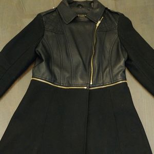 Guess Mixed Media Convertible Leather Jacket